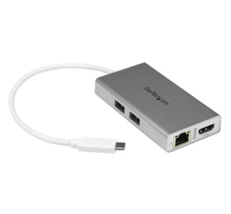 StarTech.com USB-C Multiport Adapter for Laptops - Power Delivery - 4K HDMI - GbE - USB 3.0 - Silver & White - Portable USB-C Adapter