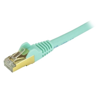 StarTech.com 14ft Aqua Cat6a Shielded Patch Cable - Cat6a Ethernet Cable - 14 ft Cat 6a STP Cable - Snagless RJ45 Ethernet Cord