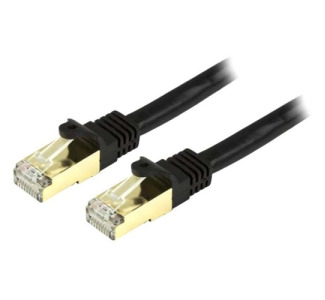 StarTech.com 6in Black Cat6a Shielded Patch Cable - Cat6a Ethernet Cable - 6 inch Cat 6a STP Cable - Short Ethernet Cord