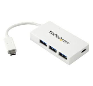 StarTech.com 4 Port USB C Hub - USB-C to 1x USB-C and 3x USB-A - USB 3.0 Hub - White - 4 Port USB Hub - USB Port Expander - USB Type C Hub