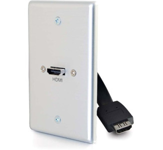 C2G Single Gang Wall Plate with HDMI Pigtail Aluminum