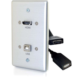C2G Single Gang USB and HDMI Wall Plate Aluminum