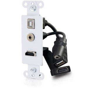 C2G Decorative HDMI Wall Plate with USB and 3.5mm White