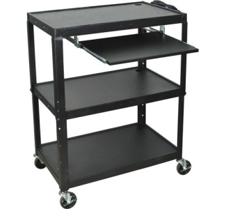 Luxor AVJ42XLKB - Extra Large Steel Adj. Cart W/ Keyboard Shelf