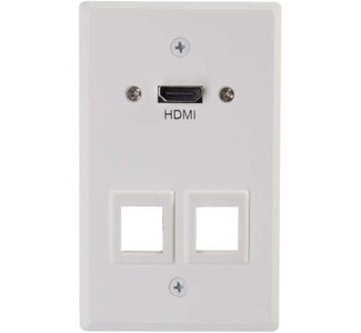 C2G HDMI Pass Through Single Gang Wall Plate with Two Keystones - White