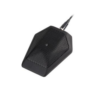 Omnidirectional condenser boundary microphone with integral power module, phantom power only