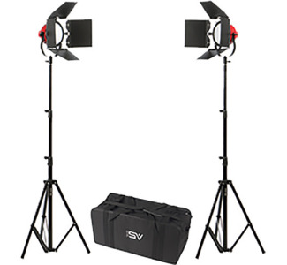 Smith Victor LadyBug 1000 watt LED 2 Light Kit w/Barndoors/Stands/Case