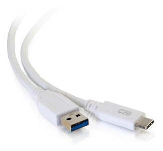 C2G 6ft USB 3.0 Type C to USB A - USB Cable White M/M