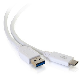 C2G 10ft USB 3.0 Type C to USB A - USB Cable White M/M