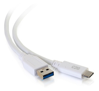 C2G 3ft USB 3.0 Type C to USB A - USB Cable White M/M