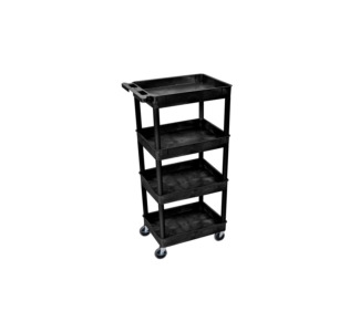 Flat Shelf Cart, 4 Shelves, Black