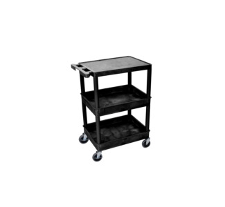 Flat Top and Tub Middle/Bottom Shelf Cart, Black