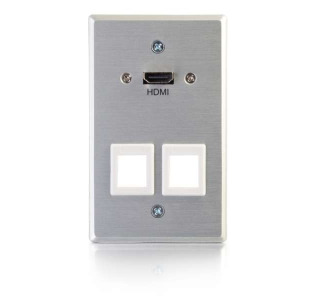 Single-gang HDMI Pass Through Wall Plate with Two Keystone, Aluminum