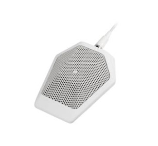 Cardioid condenser boundary microphone with integral power module, phantom power only, white