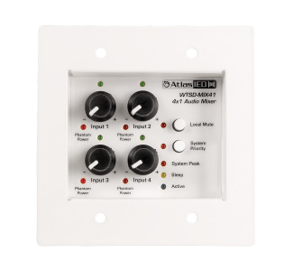 Indoor/Outdoor Analog Wall 4X1 Mic/Line Mixer W/Optional Dante® Audio Network Interface