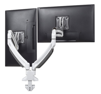 Kontour K1D Dynamic Desk Clamp Mount, 2 Monitors, White