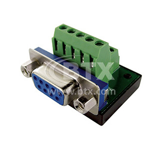 Slim DB9 Female to Terminal Block Panel Mount Connector