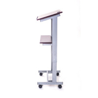 LUXOR LX-ADJ-DW ADJUSTABLE HEIGHT LECTERN - SILVER FRAME/DARK WALN