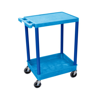 Multipurpose Flat Top + Tub Bottom Shelf Cart, Blue