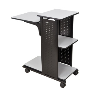 4 Work Surfaces Mobile Presentation Station, Gray