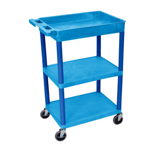 Multipurpose Tub Top + Flat Middle/Bottom Shelf Cart, Blue