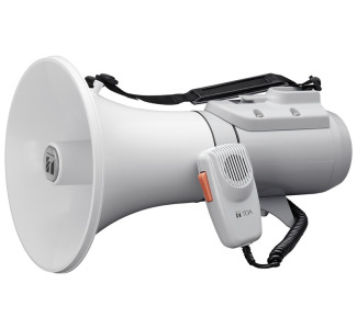 Shoulder Megaphone with Whistle, Light Gray