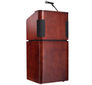 Oklahoma Sound Tabletop and Base Combo Sound Lectern, Mahogany on Walnut