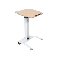 LUXOR LX-PNADJ-LW PNEUMATIC ADJUSTABLE HEIGHT PODIUM - ALUMINUM/LIGHT WOOD