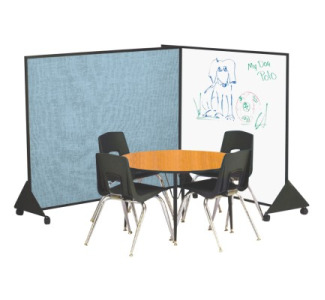 Markerboard/Vinyl Preschool Divider, 4'H x 4'W x 1.5'D