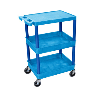 Multipurpose Flat Top + Tub Middle/Bottom Shelf Cart, Blue