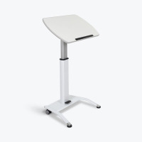 LUXOR LX-PNADJ-WH PNEUMATIC ADJUSTABLE HEIGHT PODIUM - ALUMINUM/WHITE