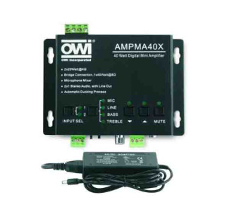 Digital Mini Amplifier/Mic Mixer/EQ, Two Stereo Audio Inputs