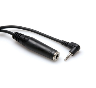 3.5mm, 6in 1/4in TRS to Right-angle Headphone Adaptor