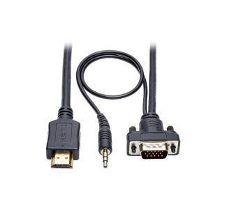 HDMI to VGA + Audio Active Converter Cable, HDMI to Low-Profile HD15 + 3.5 mm (M/M), 1920 x 1200/1080p @ 60 Hz, 6 ft.