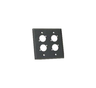 2 Gang 0.04-in Black Anodized Aluminum Wall Mounting Plate - 4 Whirlwind WC3F Female XLRs