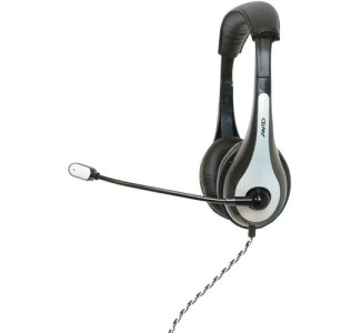 AVID Products AE-36 Headset with 3.5mm Connection and Adjustable Boom Microphone - white