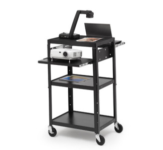 AV Notebook Cart 2 Shelves with 6-Outlet Electrical, 4in Casters