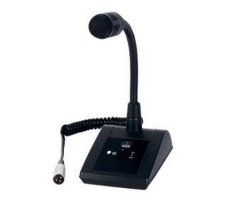 Table stand mic with on/off switch, coiled  cable with 3-pin XLR connector. No phantom power needed.