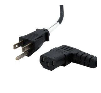 10ft Standard Computer Power Cord, NEMA 5-15P to Right Angle C13