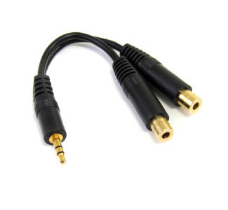 6in Stereo 3.5mm Male to 2x 3.5mm Female Splitter Cable
