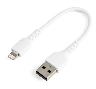 StarTech.com 6 inch/15cm Durable White USB-A to Lightning Cable, Rugged Heavy Duty Charging/Sync Cable for Apple iPhone/iPad MFi Certified