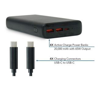 JAR Systems Active Charge Power Bank 4-Pack with USB-C Charging Cables 4-Pack