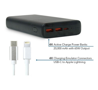 JAR Systems Active Charge Power Bank4-Pack with Apple Lightning Connectors 4-Pack
