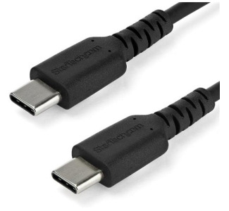 StarTech.com 1m USB C Charging Cable - Durable Fast Charge & Sync USB 3.1 Type C to C Charger Cord - TPE Jacket Aramid Fiber M/M 60W Black
