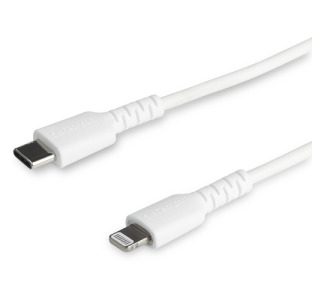 StarTech.com 6 foot/2m Durable White USB-C to Lightning Cable, Rugged Heavy Duty Charging/Sync Cable for Apple iPhone/iPad MFi Certified