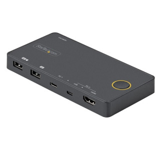 StarTech.com 2 Port Hybrid USB-A + HDMI & USB-C KVM Switch, Single 4K 60Hz HDMI 2.0 Monitor, Compact Desktop and/or Laptop HDMI KVM Switch