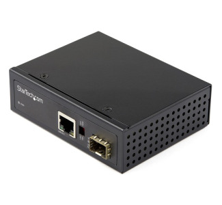 StarTech.com Industrial Fiber to Ethernet Media Converter - 1Gbps SFP to RJ45/CAT6 - SM/MM Fiber to Copper Gigabit Network IP-30 12V Input