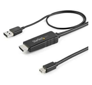 StarTech.com 6ft (2m) HDMI to Mini DisplayPort Cable 4K 30Hz - Active HDMI to mDP Adapter Cable with Audio - USB Powered - Video Converter