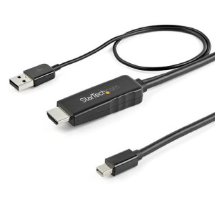 StarTech.com 3ft (1m) HDMI to Mini DisplayPort Cable 4K 30Hz - Active HDMI to mDP Adapter Cable with Audio - USB Powered - Video Converter