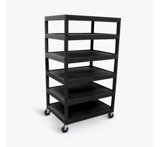 Six Flat-Shelf Structural Foam Plastic Cart